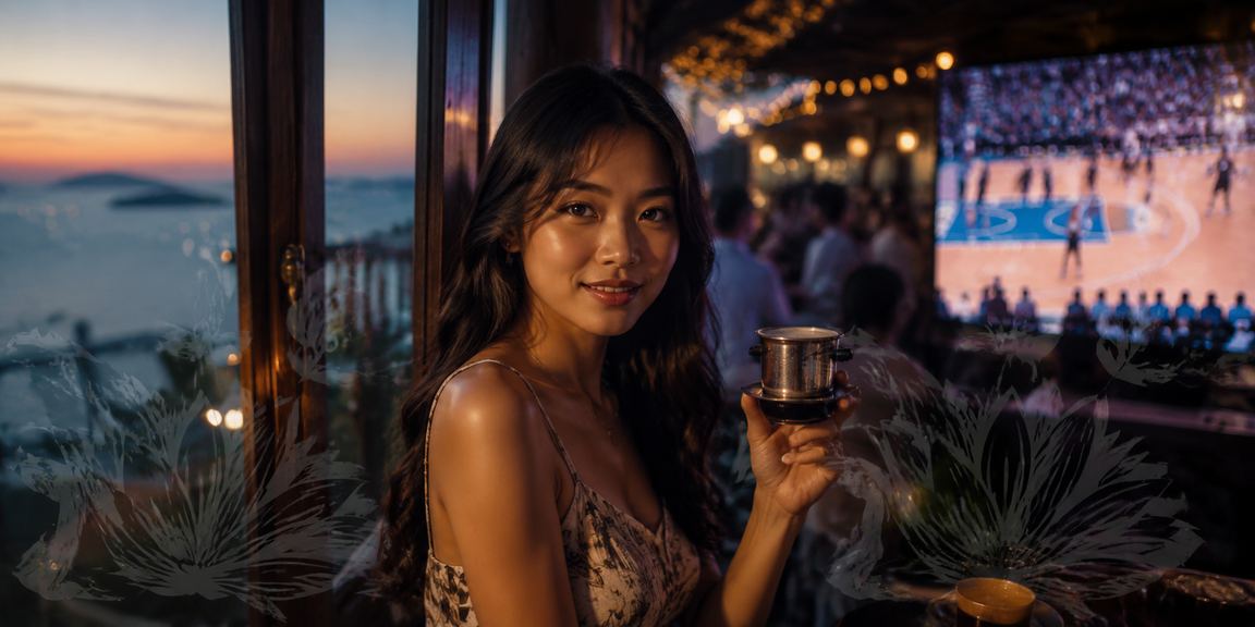 Người chơi thưởng thức cà phê và theo dõi ưu đãi cá cược bóng rổ tại Phú Quốc